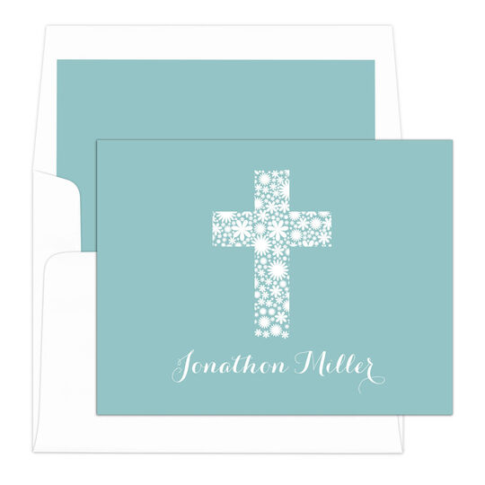 Floral Lace Cross Folded Note Cards